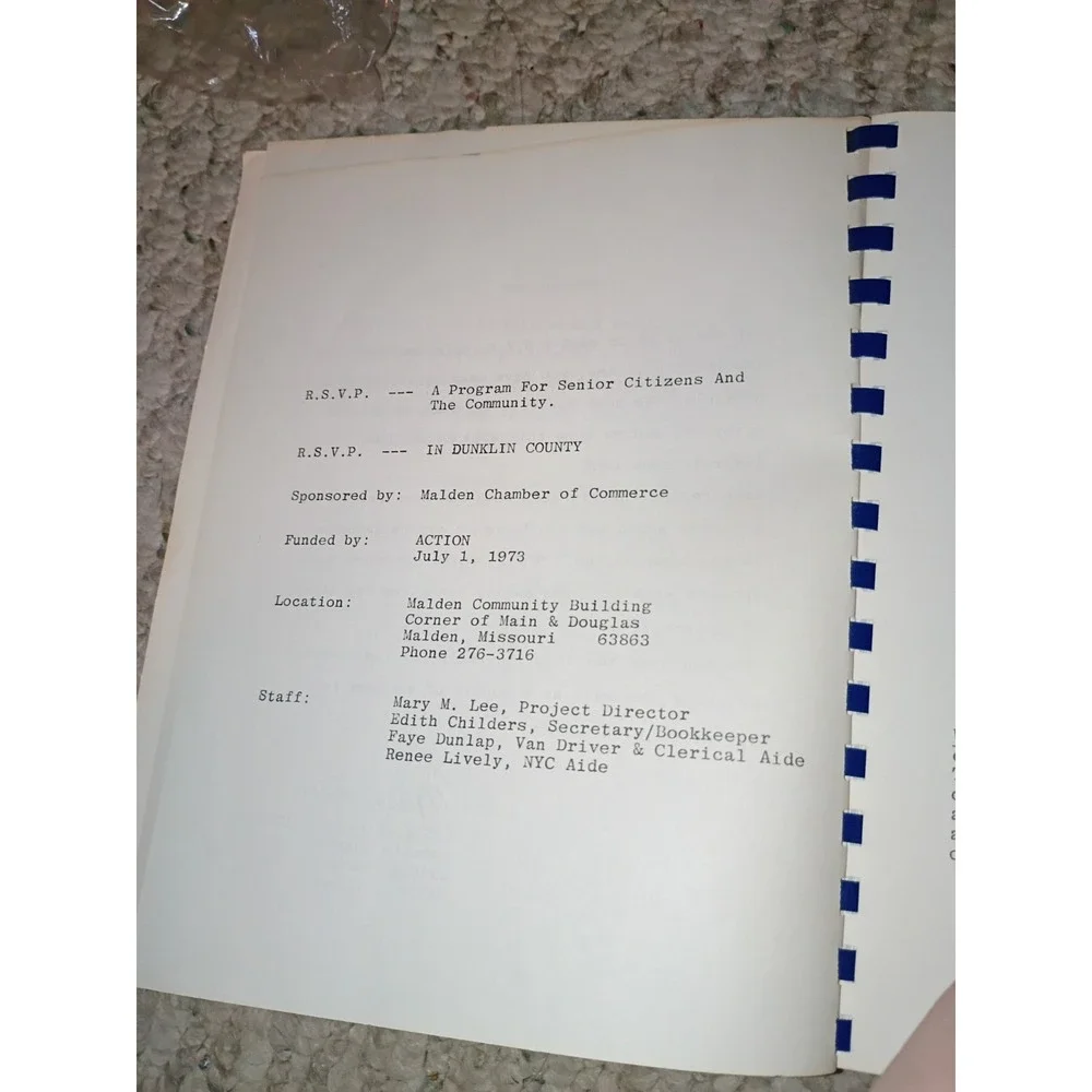 Bicentennial Cookbook Dunklin Co Mission‎ 1975 Paperback Spiral Bound